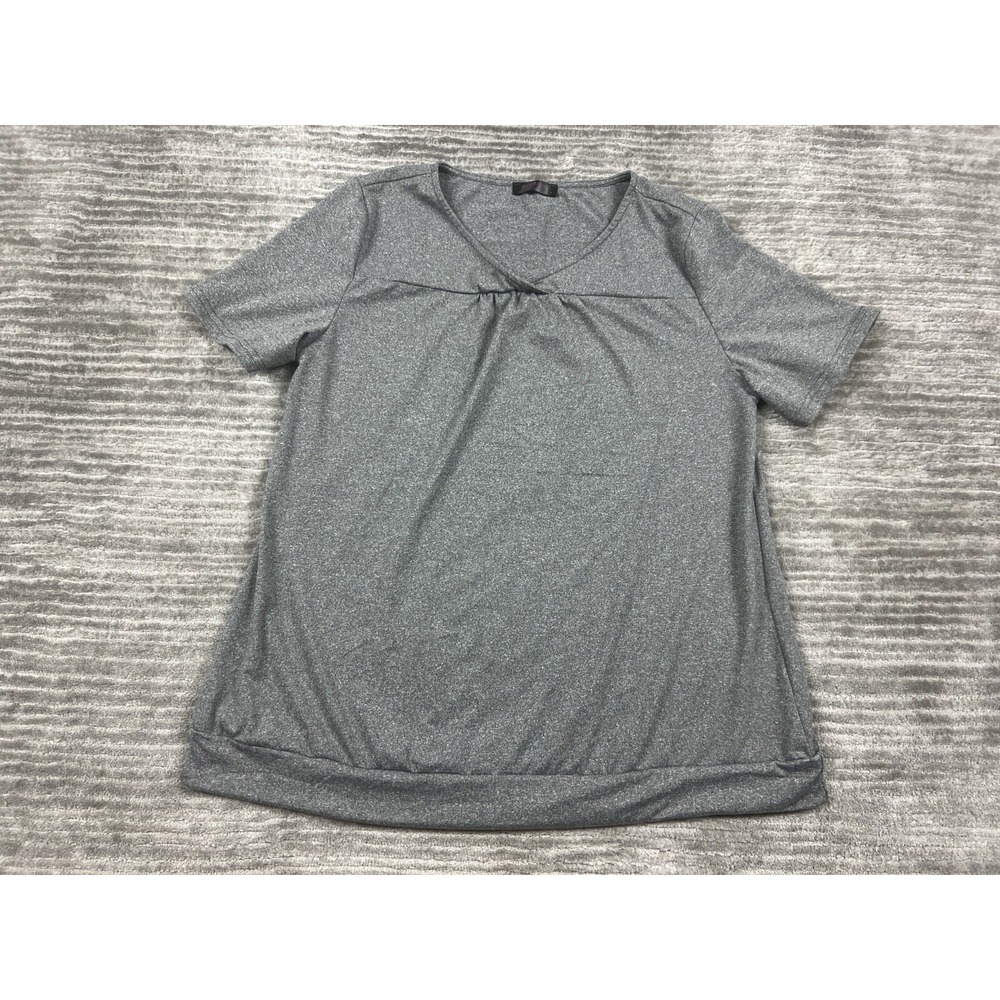 Avidlove Top Womens Medium Gray VNeck Shortsleeve Stretch Polyester‎ Blend